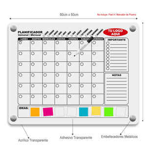 Pizarra Organiza2 | Planner Semanal y Mensual para Equipos, Oficinas y Proyectos - Marca2