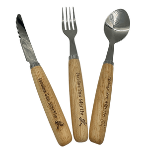 Set de Cubiertos Personalizados de Madera y Acero Inoxidable - Marca2