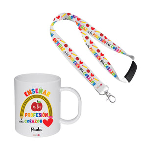 Set Personalizado: Regalo profesor: Botella acero inox + Lanyard - Marca2