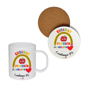 Set personalizado: Regalo Profesor: Tazón + posavaso - Marca2