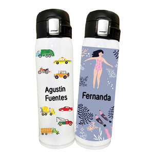 Botella de acero inox. con tapa y doble seguro. Personalizable. Edición Limitada. - Marca2