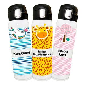 Botella de acero inox. con tapa y doble seguro. Personalizable: Infantil - Marca2