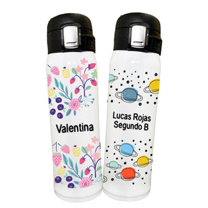 Botella de acero inox. con tapa y doble seguro. Personalizable. Infantil. Edición Limitada. - Marca2