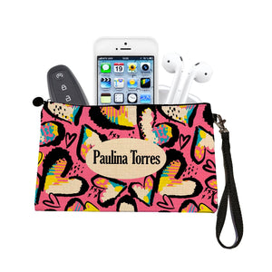 Estuche + Lanyard diseño: Corazones bordes negro. - Marca2