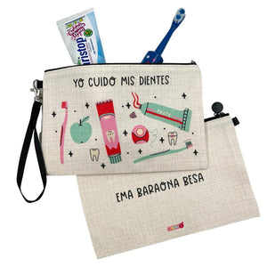 Estuche personalizado: Yo cuido mis dientes: Turquesa / Rosado - Marca2