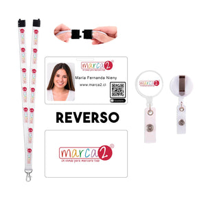 Lanyard impreso con logo + credencial con foto + Pin retractil con logo - Marca2