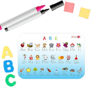 Pizarra doble de lecto escritura ABC y números en inglés - Marca2 - Envíos a todo Chile. - Incluye borrador y 1 plumón de pizarra.