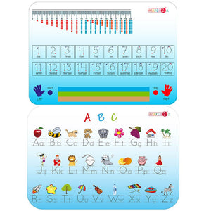 Pizarra doble de lecto escritura ABC y números en inglés - Marca2 - Envíos a todo Chile. - Incluye borrador y 1 plumón de pizarra.