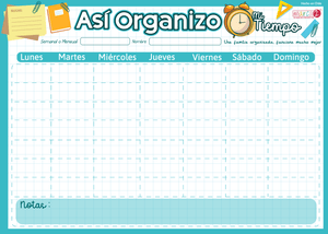 Pizarra Imantada: Organizo Mi Tiempo: Adolescentes - Marca2