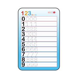 Pizarra para comenzar la escritura de números - Marca2 - Medida: 20 x 30 cm - Envios a todo Chile. Incluye plumón y borrador.