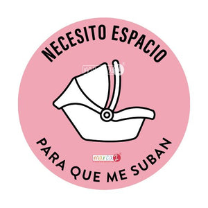 Sticker auto : Huevito fondo rosado: Necesito espacio para que me suban. - Marca2
