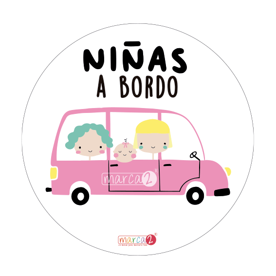 Sticker auto : Niñas a bordo - Marca2