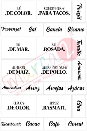 Stickers para identificar frascos y condimentos en la cocina - Marca2
