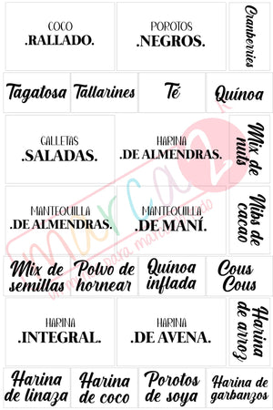 Stickers para identificar frascos y condimentos en la cocina - Marca2