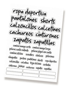 Stickers para organizar CLOSET DE HOMBRES - Marca2