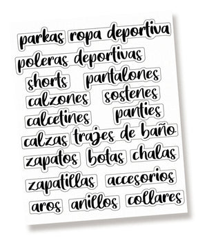 Stickers para organizar CLOSET DE MUJERES - Marca2