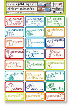 Stickers para organizar CLOSET DE NIÑOS - Marca2