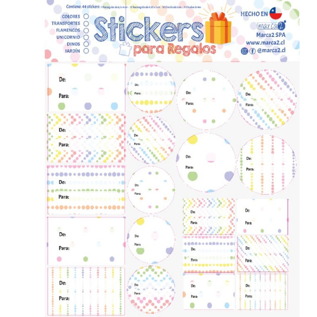 Stickers Personalizados para Regalos: Arcoíris - Marca2
