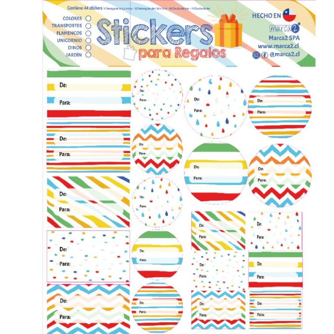 Stickers Personalizados para Regalos: Colores - Marca2