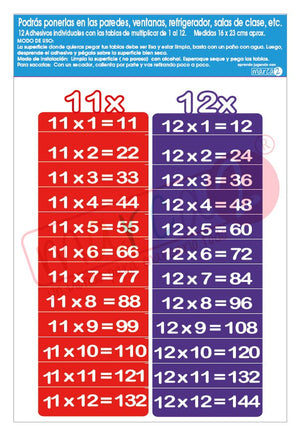 Tablas de multiplicar adhesivas - Marca2