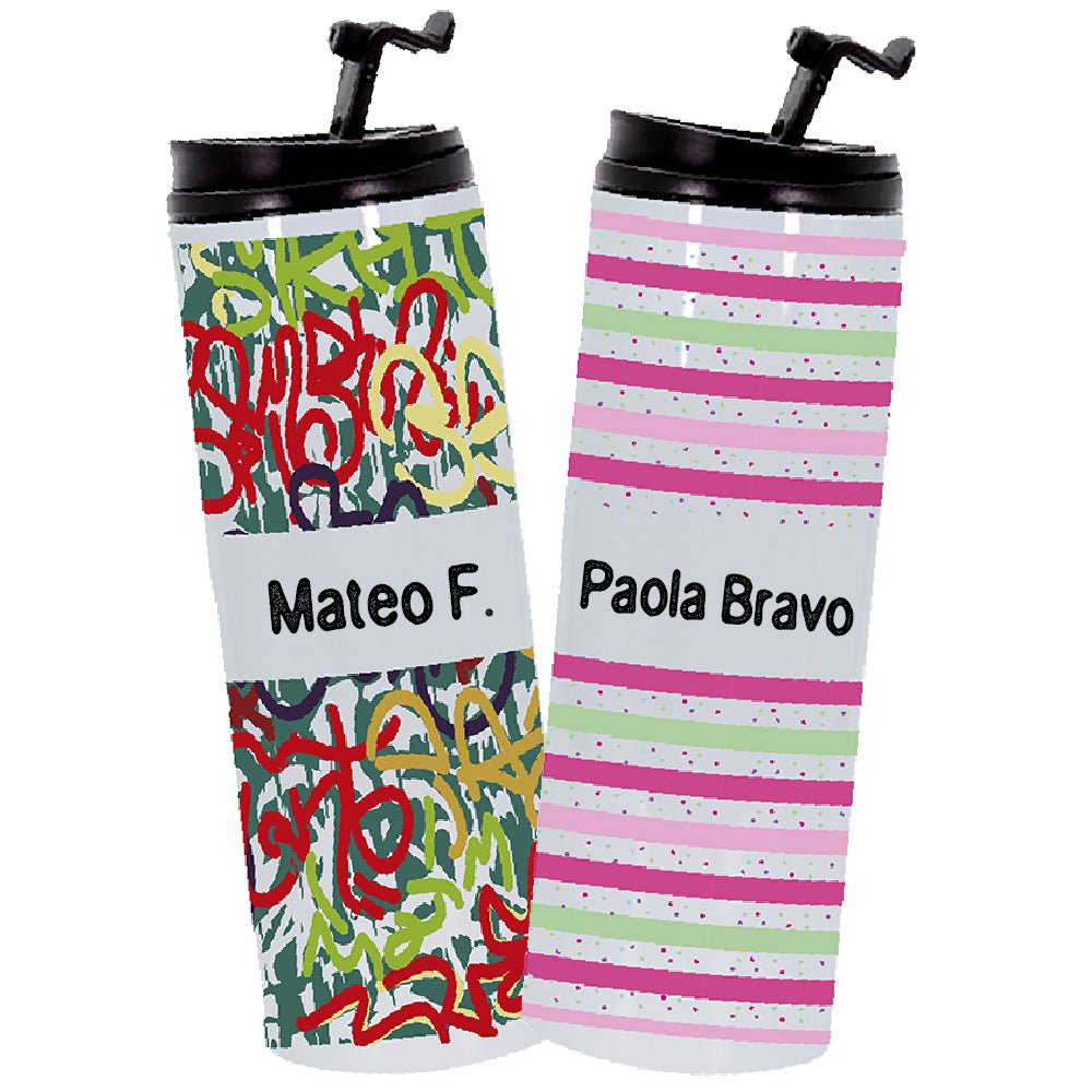 Botella de acero inox. con tapa y personalizada: Adolescente - Marca2