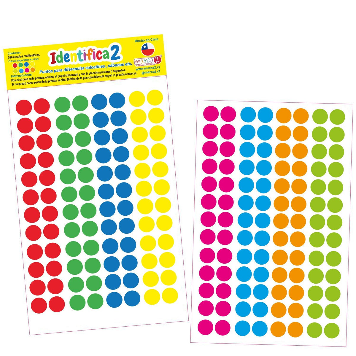 Identifica2 - Círculos-Puntos planchables - Diferencia calcetines - Sábanas - Toallas - Marca2