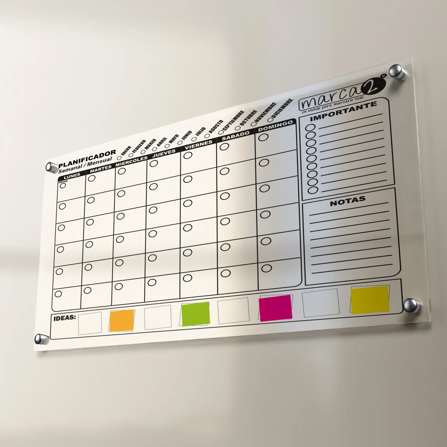 Pizarra Organiza2 | Planner Semanal y Mensual para Equipos, Oficinas y Proyectos - Marca2