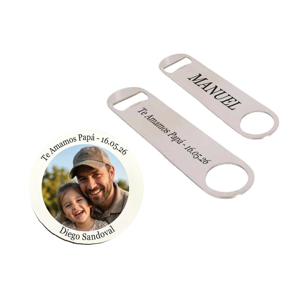 Posavaso + Destapador Personalizado Para Papá🍺 - Marca2