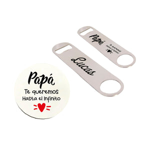 Posavaso + Destapador Personalizado Para Papá🍺 - Marca2