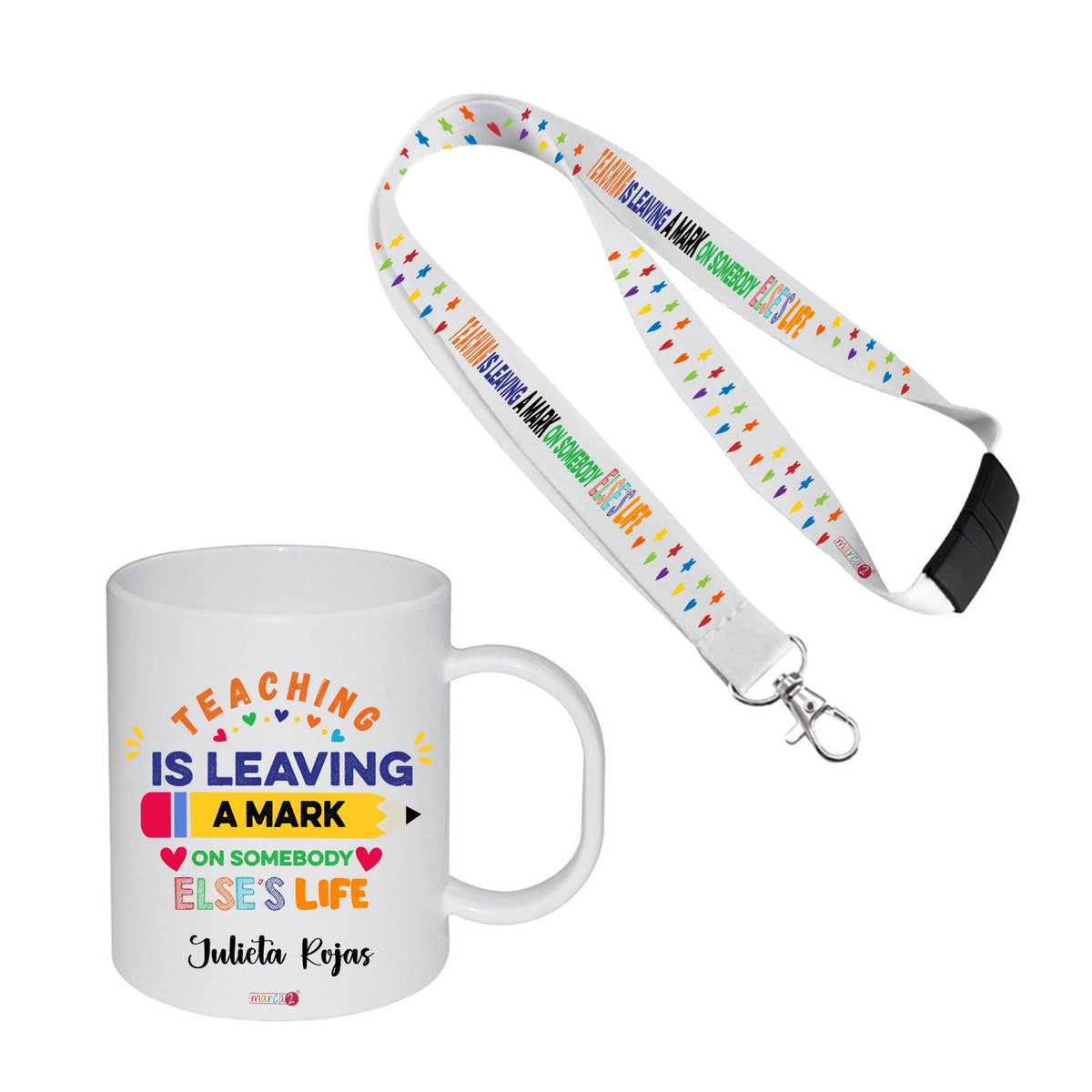 Set Personalizado: Regalo profesor: Botella acero inox + Lanyard - Marca2