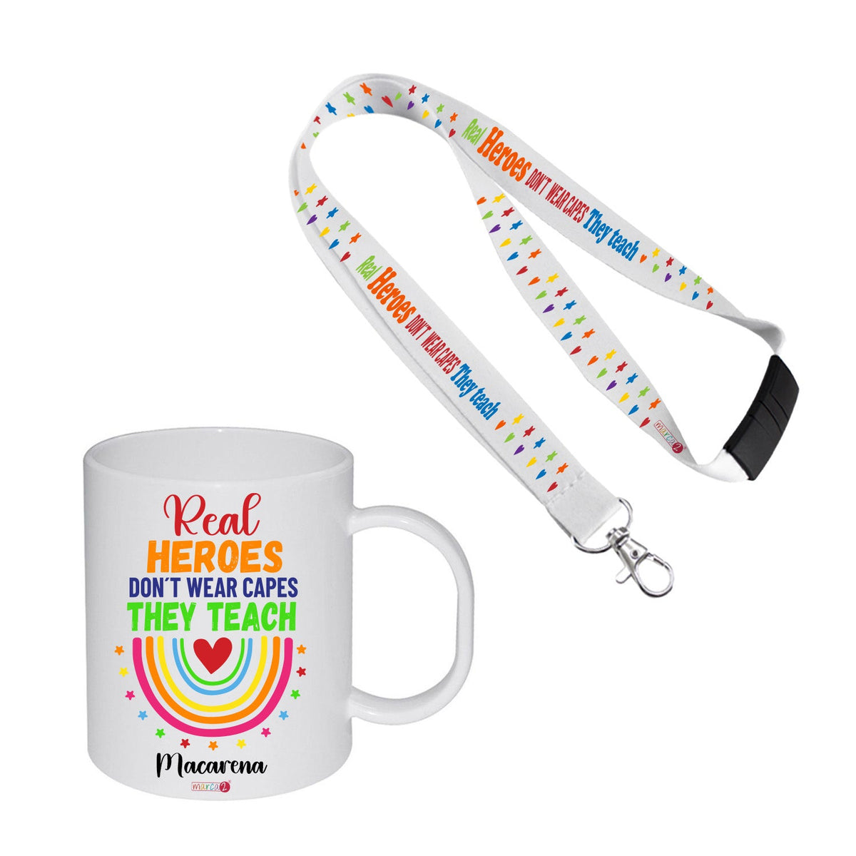 Set Personalizado: Regalo profesor: Botella acero inox + Lanyard - Marca2