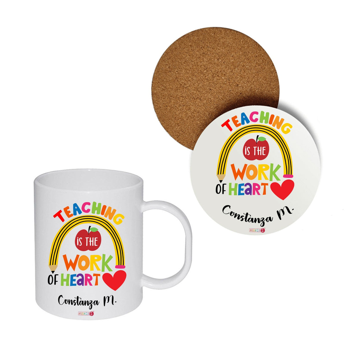 Set personalizado: Regalo Profesor: Tazón + posavaso - Marca2