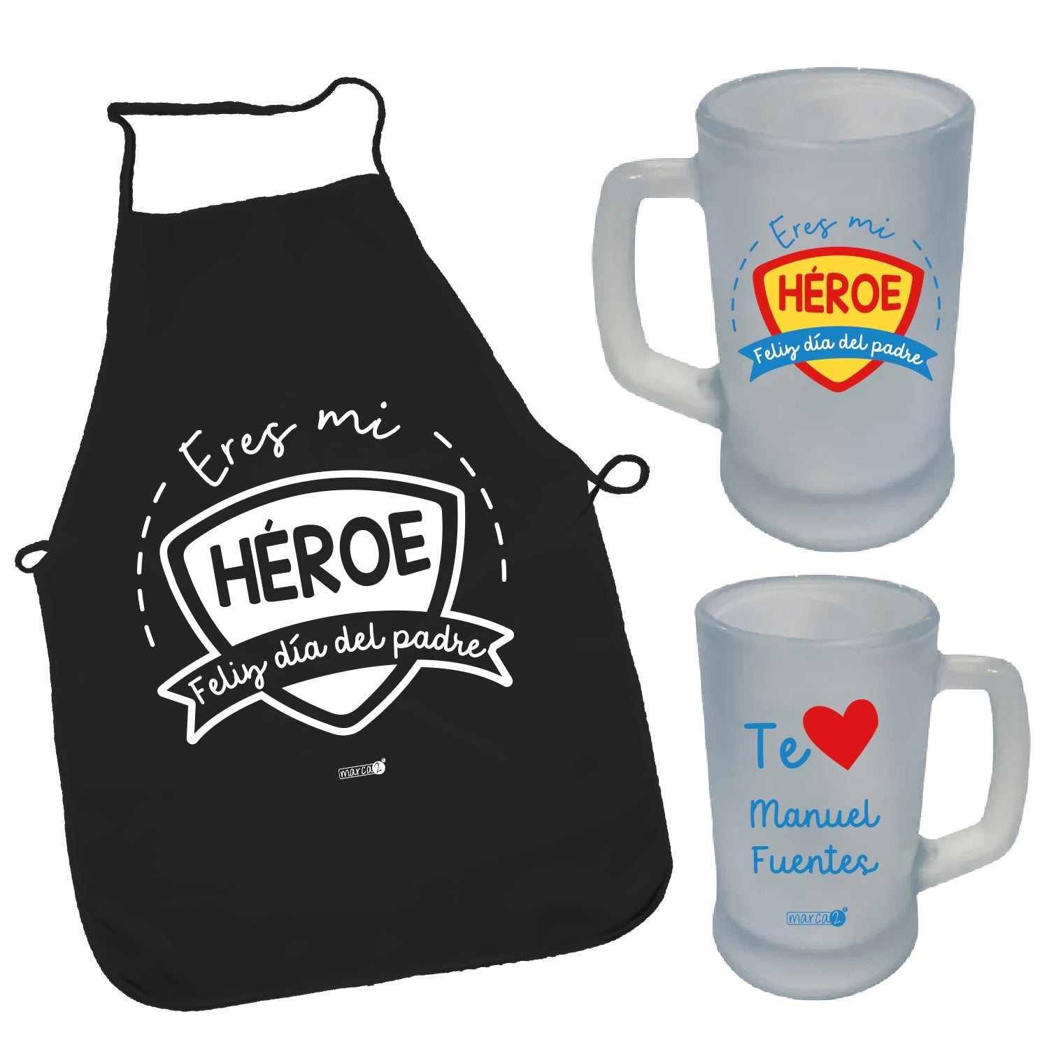 Set Regalo: Papá en la parrilla :Diseño Parrillero frases: Personalizado - Marca2