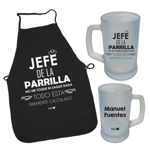 Set Regalo: Papá en la parrilla :Diseño Parrillero frases: Personalizado - Marca2
