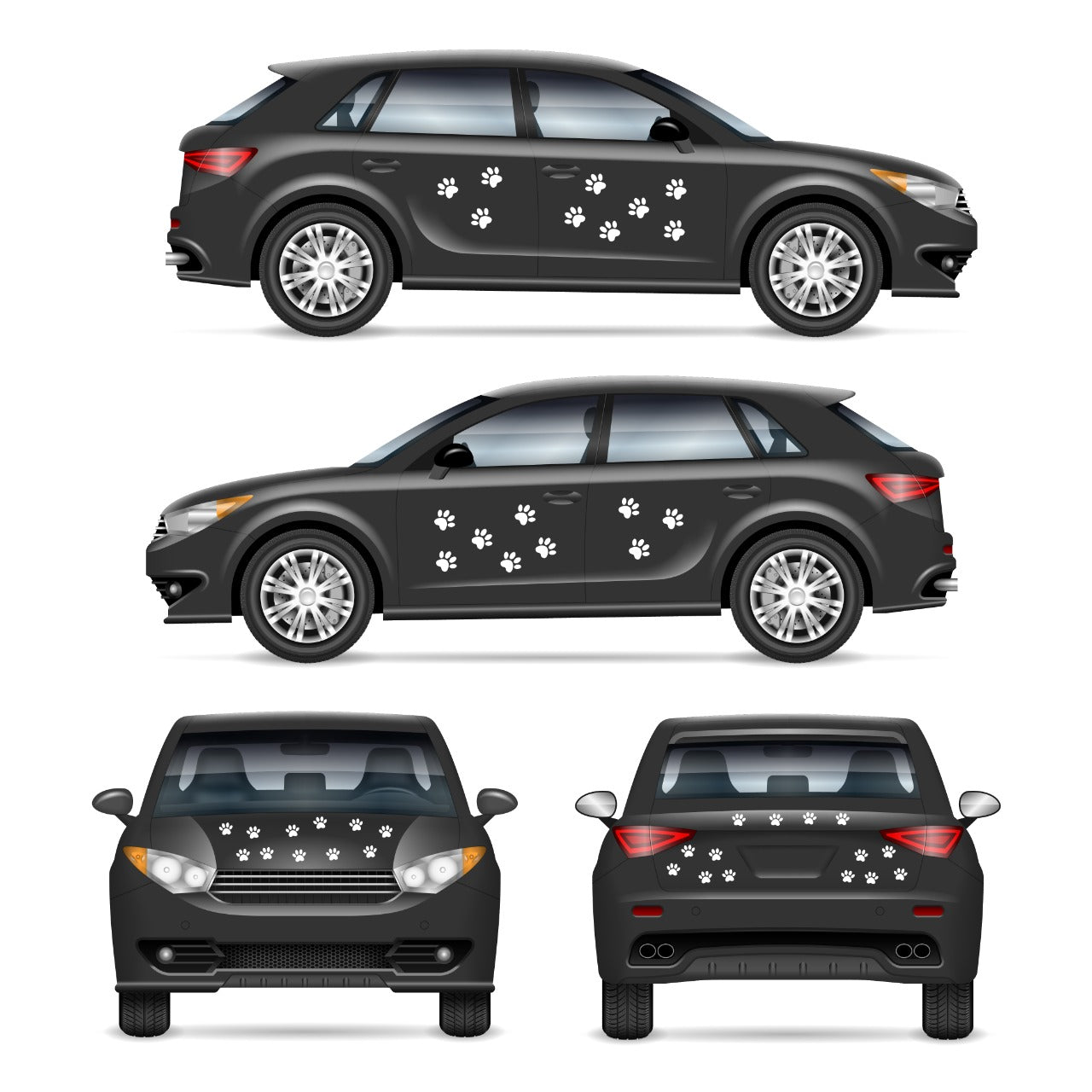 Autos Marca2: Stickers reflectantes de patitas blancas de perros - Marca2