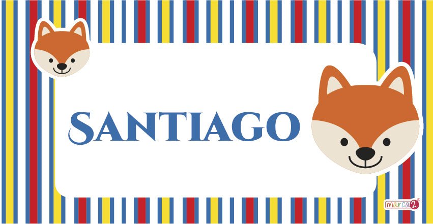 Diseño zorro. Cuadritos infantiles personalizados.  Medida: 30 x 15 cm.  Cuadritos con diferentes diseños para decorar dormitorios, salitas y puertas de niños, niñas y adolescentes. Son de material rigido y muy duradero. Marca2 desde 2011. Enviamos a todo Chile.