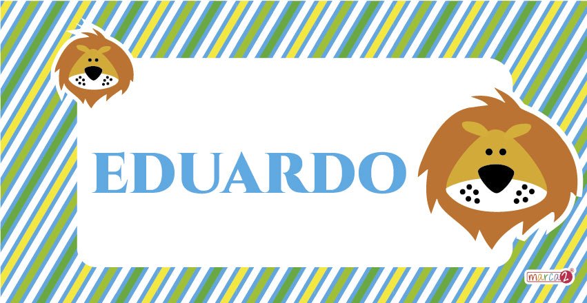 Diseño León. Cuadritos infantiles personalizados.  Medida: 30 x 15 cm.  Cuadritos con diferentes diseños para decorar dormitorios, salitas y puertas de niños, niñas y adolescentes. Son de material rigido y muy duradero. Marca2 desde 2011. Enviamos a todo Chile.