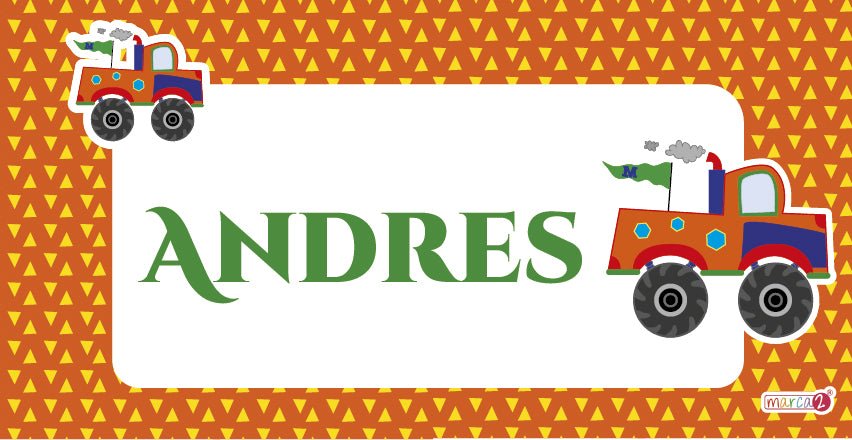 Diseño Monster truck. Cuadritos infantiles personalizados.  Medida: 30 x 15 cm.  Cuadritos con diferentes diseños para decorar dormitorios, salitas y puertas de niños, niñas y adolescentes. Son de material rigido y muy duradero. Marca2 desde 2011. Enviamos a todo Chile.