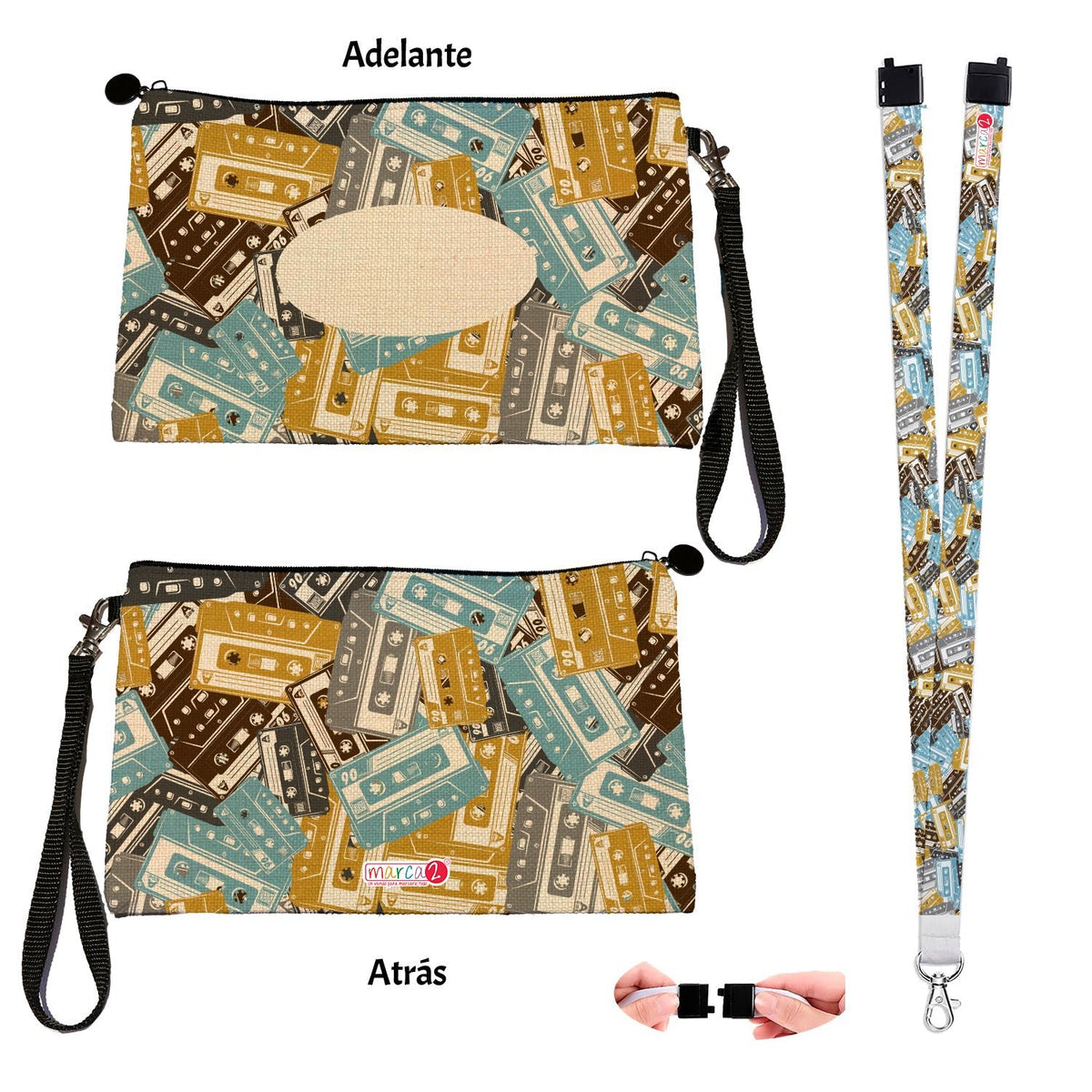 Estuche + Lanyard diseño: Cassettes - Marca2