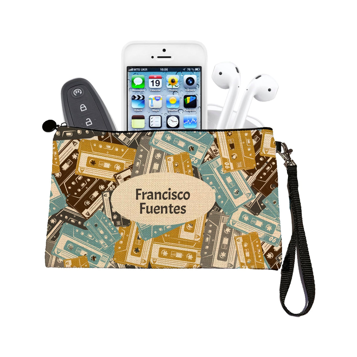 Estuche + Lanyard diseño: Cassettes - Marca2