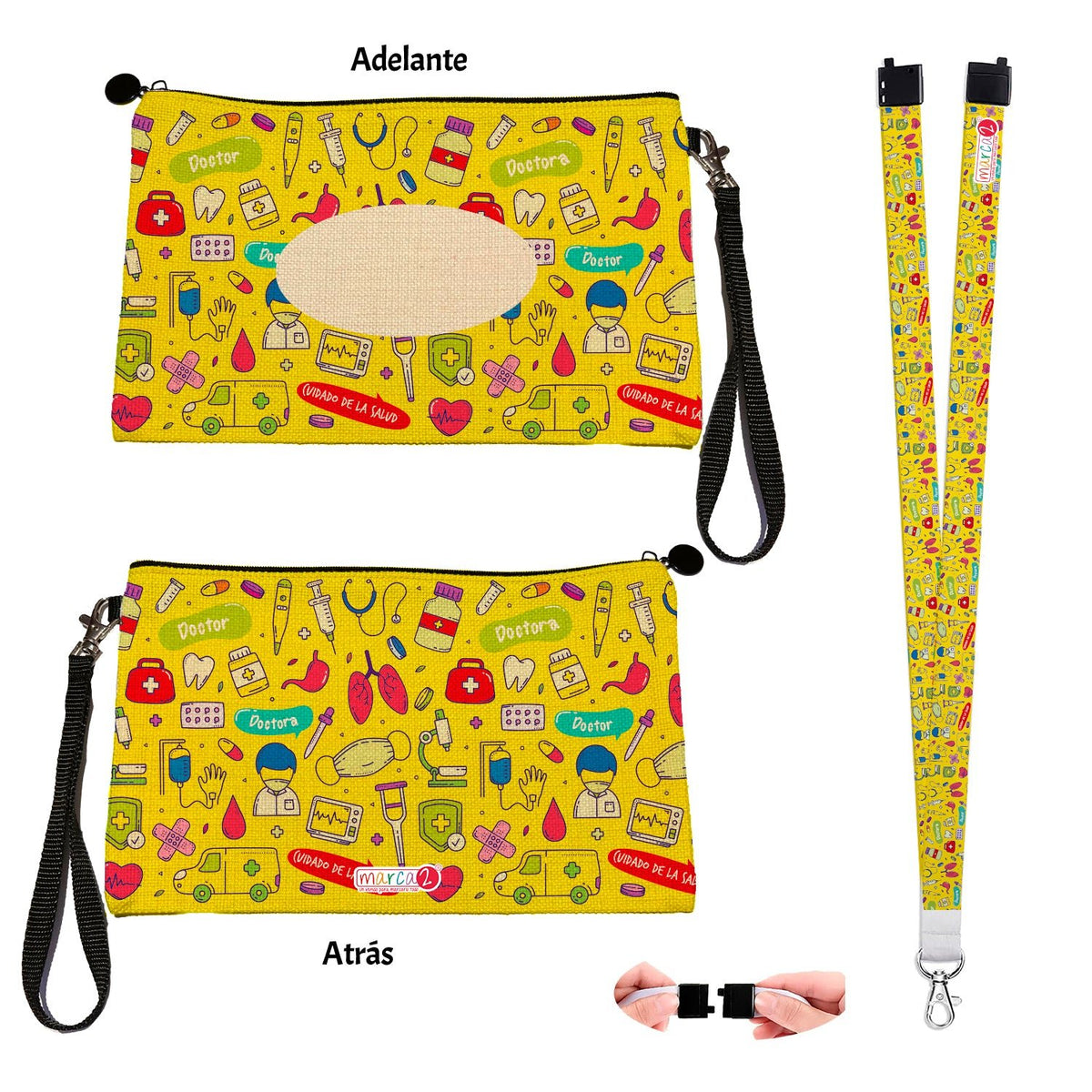 Estuche + Lanyard diseño: Cuidado de Salud - Marca2