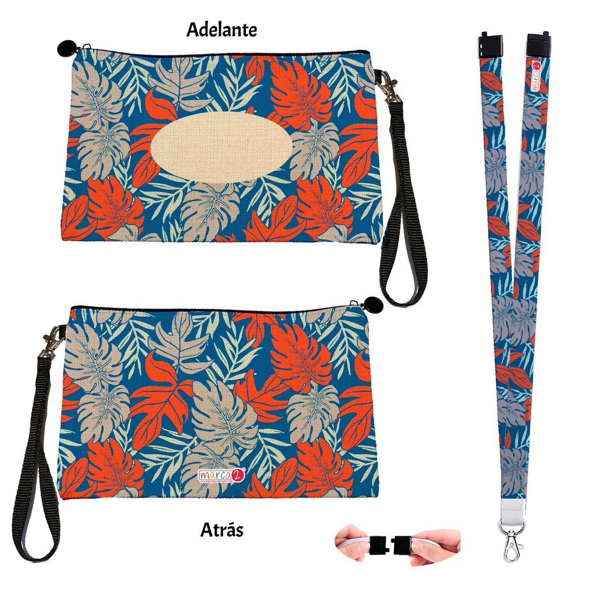 Estuche + Lanyard diseño: Palmeras - Marca2