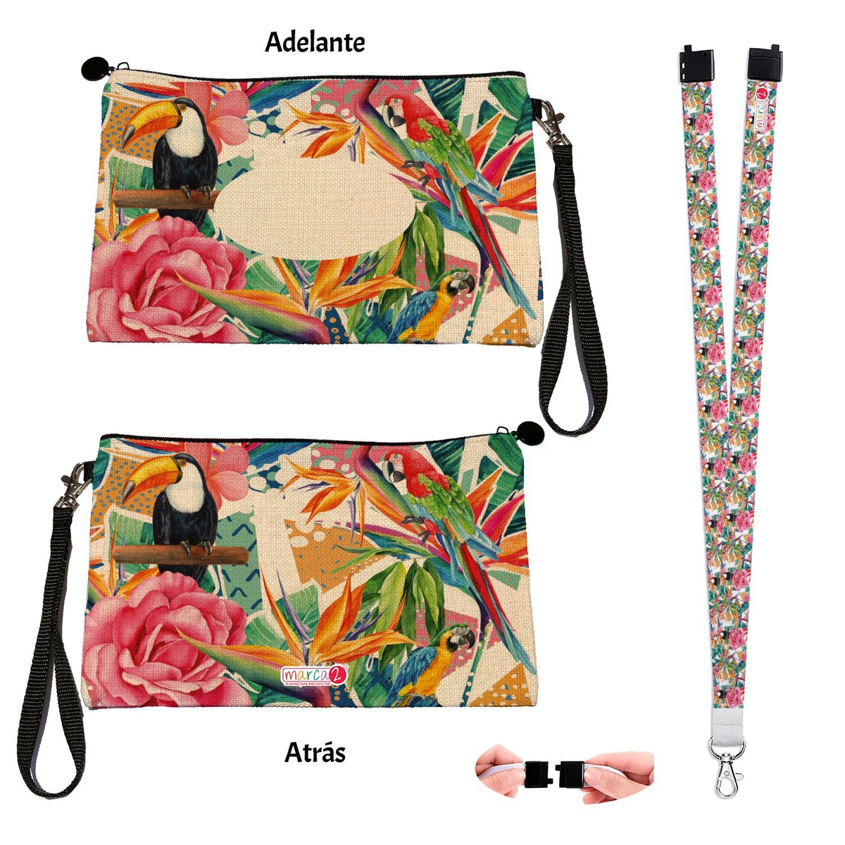 Estuche + Lanyard diseño: Tucan Tropical - Marca2