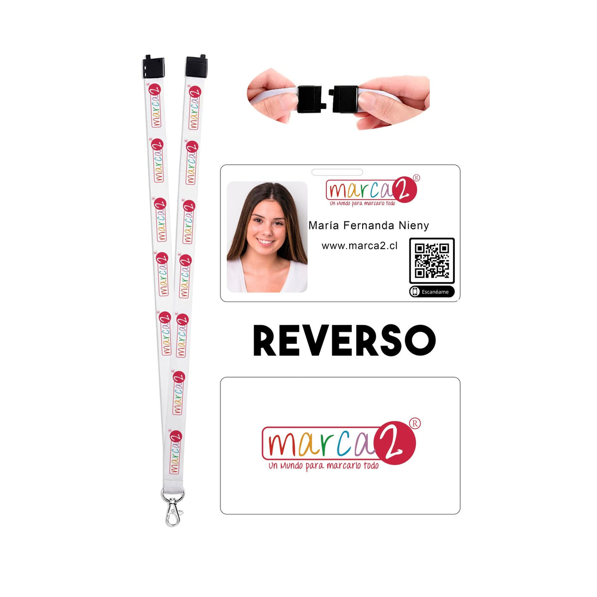 Lanyard impreso logo empresa + credencial con foto - Marca2