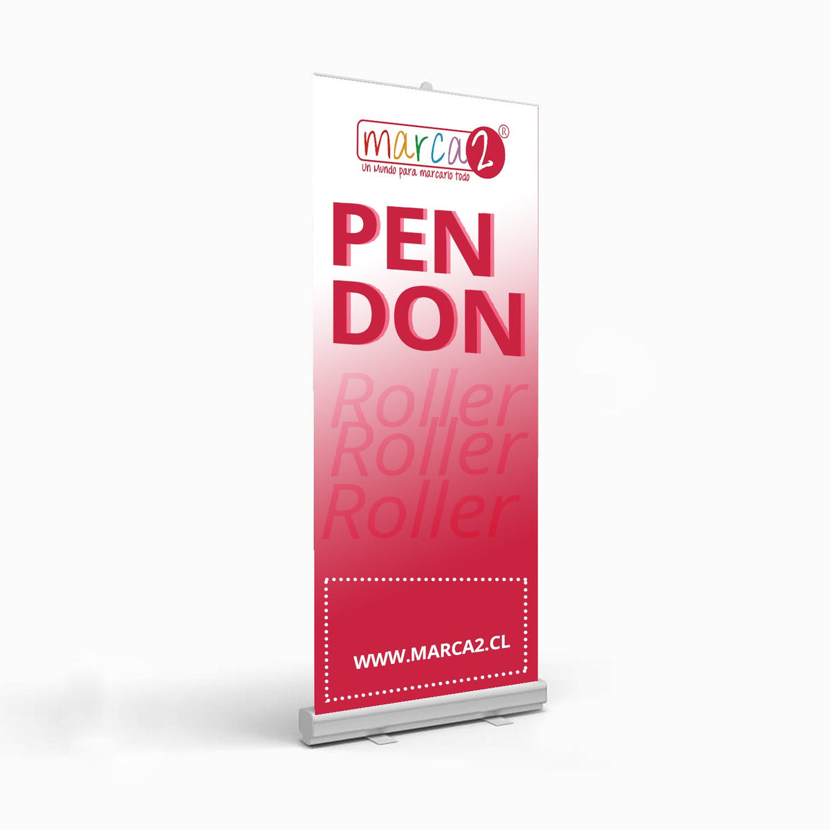 Pendón Roller - Marca2 - Ideal para transmitir información en ferias, congresos, locales y  tiendas.  Envíos a todo Chile.  