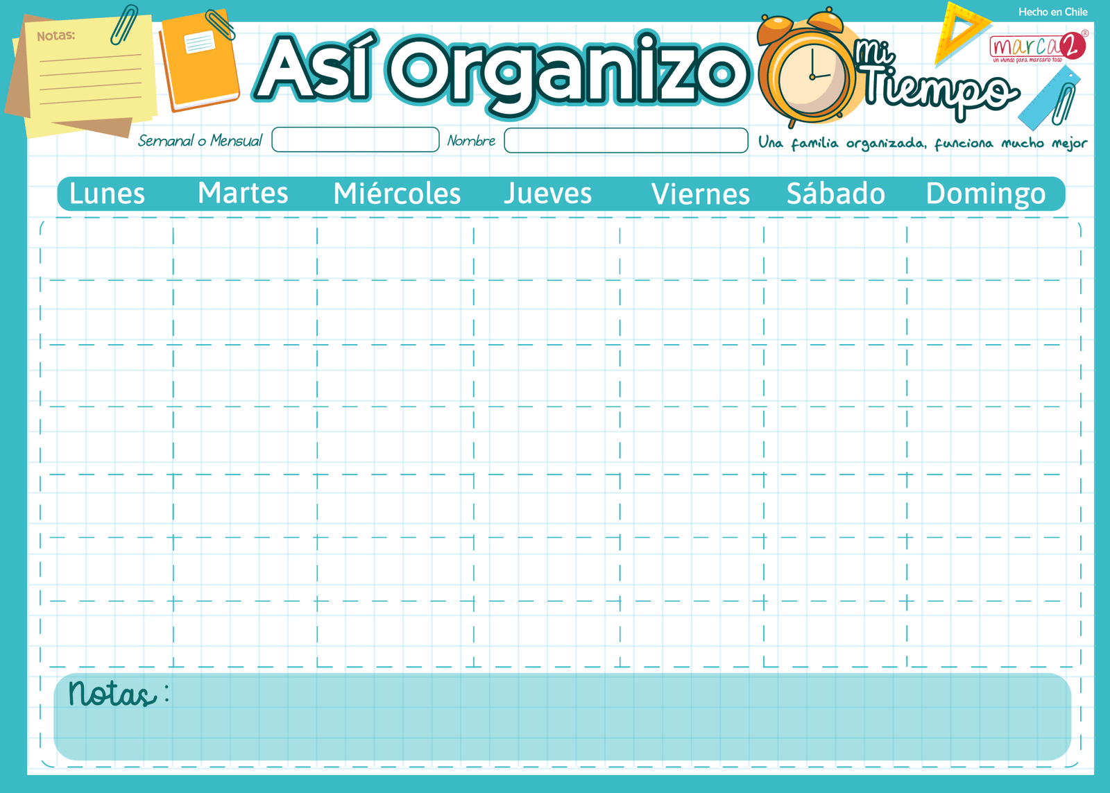 Pizarra Imantada: Organizo Mi Tiempo: Adolescentes - Marca2
