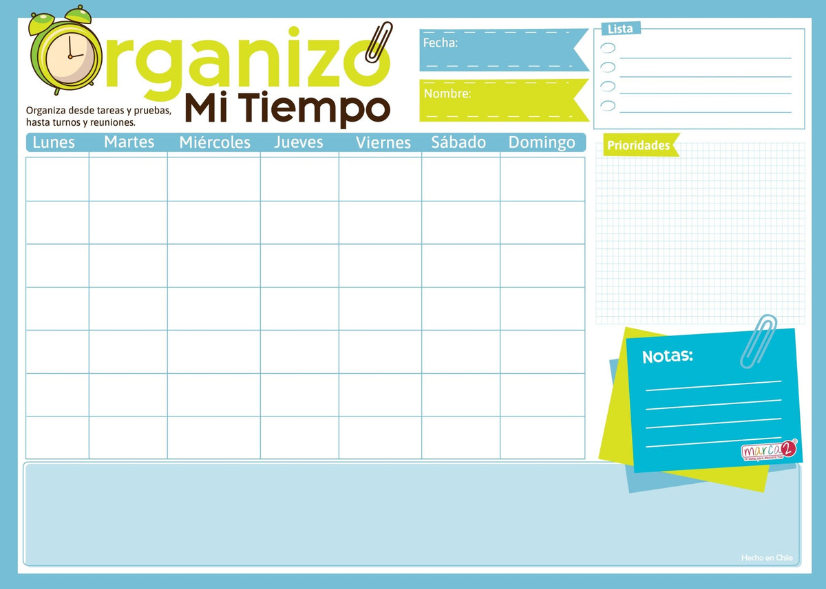 Pizarra Imantada: Organizo Mi Tiempo familiar - Marca2
