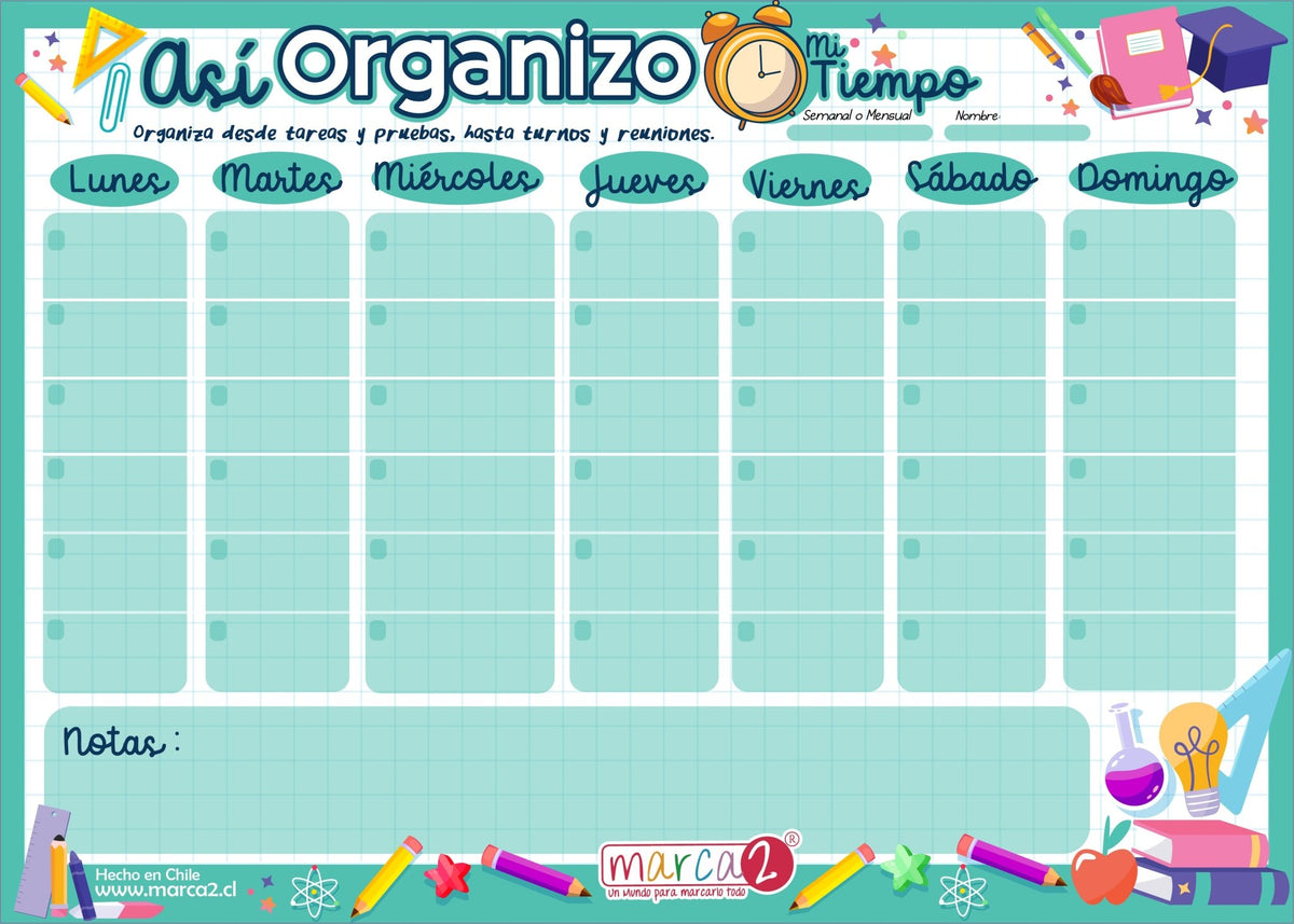 Pizarra Imantada: Organizo Mi Tiempo Infantil - Marca2