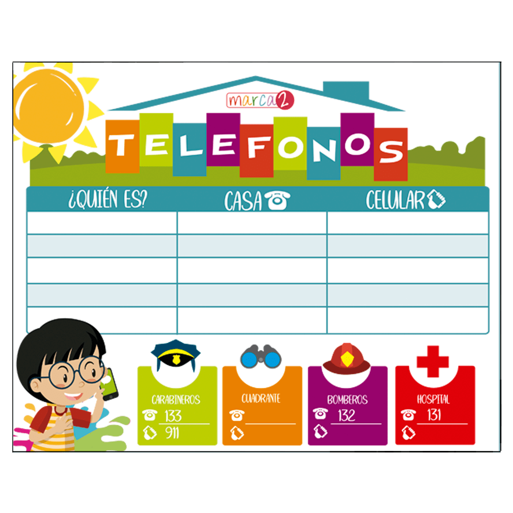 Pizarra Imantada: Teléfonos Importantes - Marca2