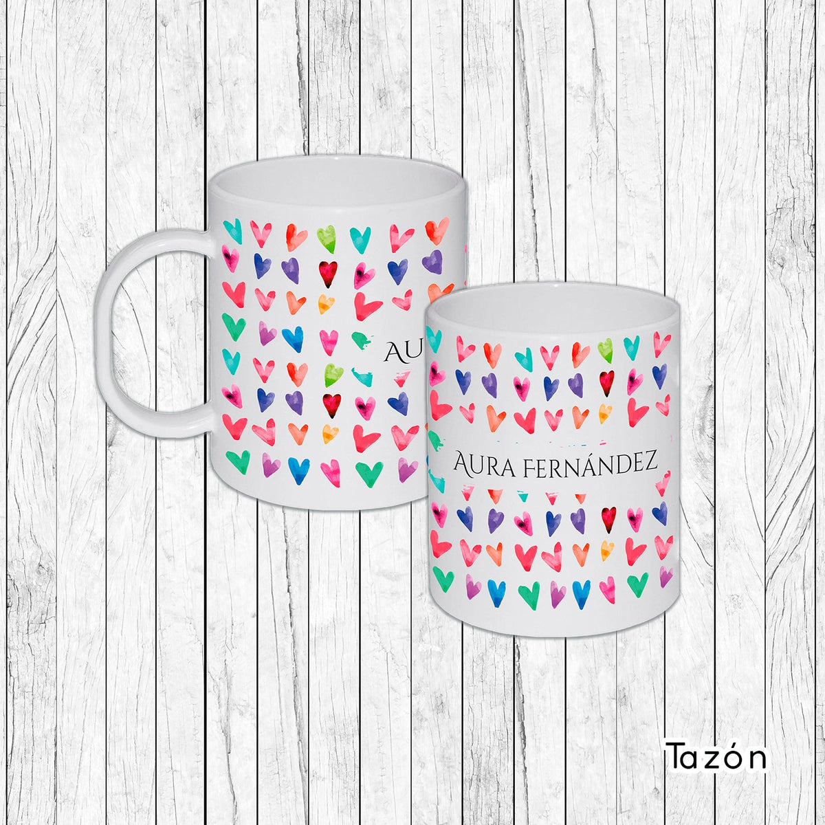 Set de Regalo personalizado: Oficina: Diseño Corazones - Marca2